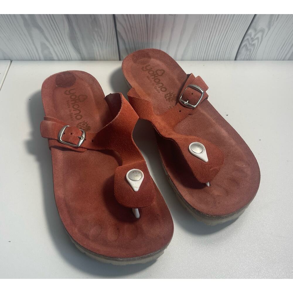 Yokono Womens Comfort Leather Sock Thong  Cork Sandals Flats Size 9
